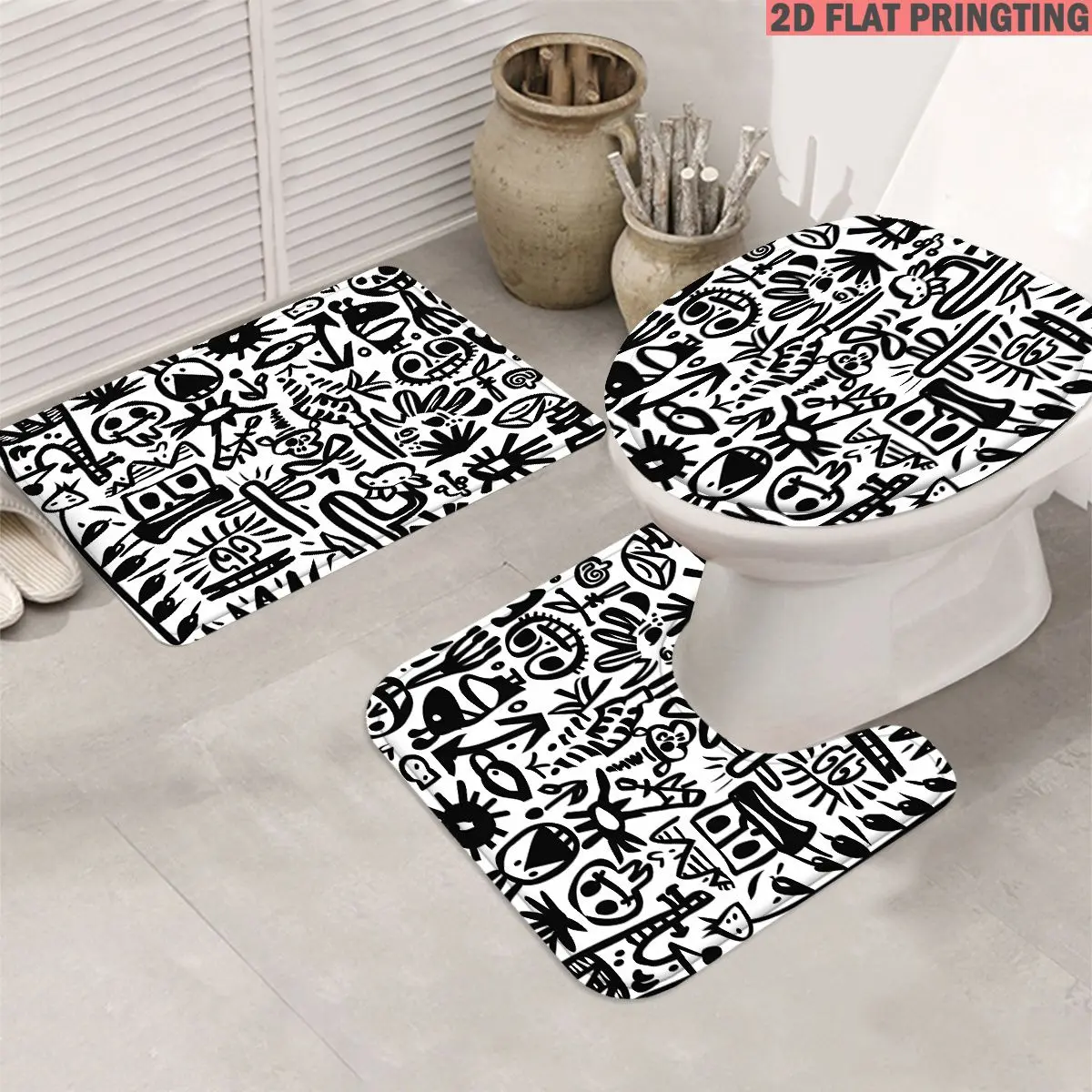 Printed Rug Abstract - Juego de 3 alfombras de baño