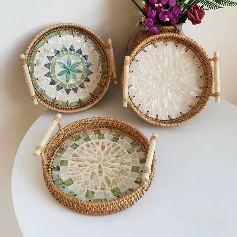 Rattan Tray Handle - Bandeja tejida de ratán hecha a