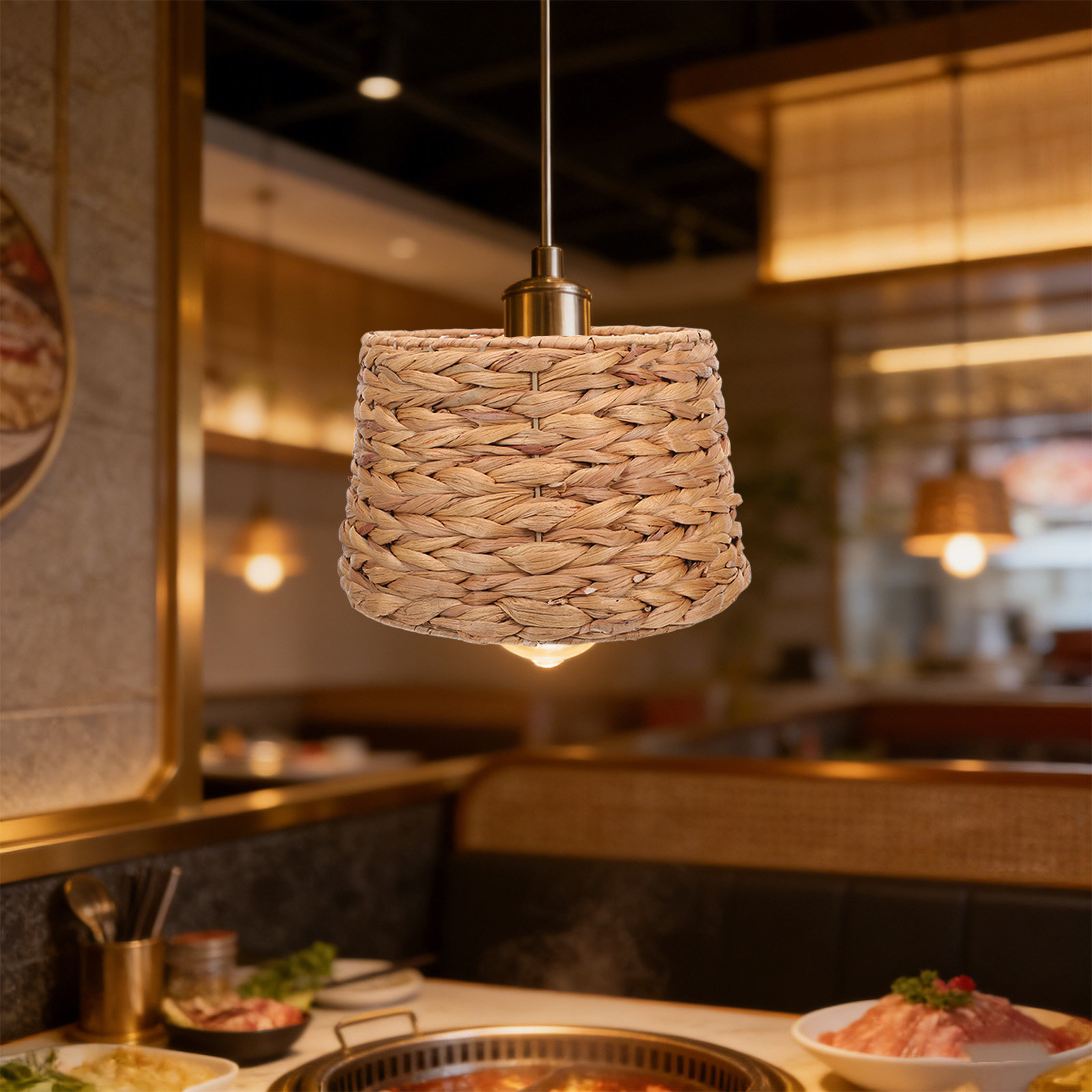 Wicker Pendant Shade - Pantalla de Lámpara Colgante de Mimbre