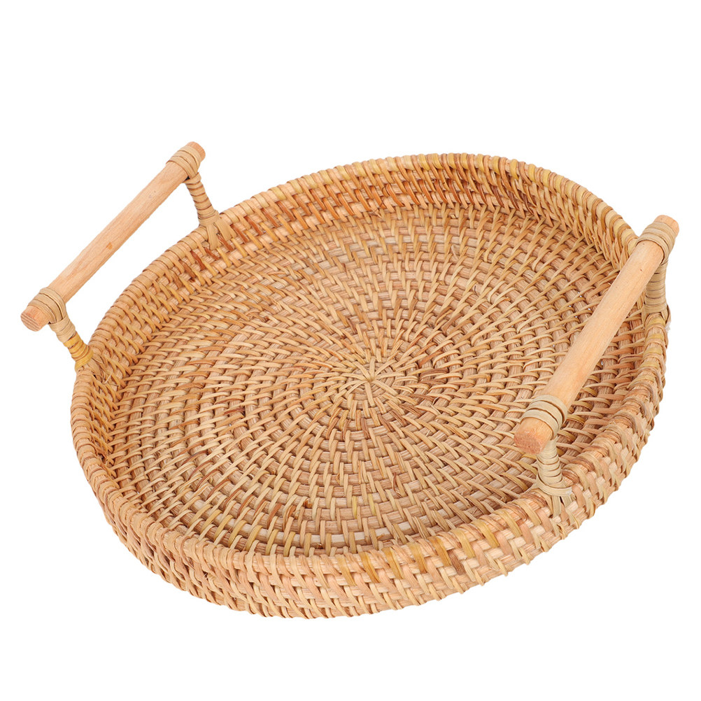 Rattan Tray Handle - Bandeja Redonda de Ratán Hecha a