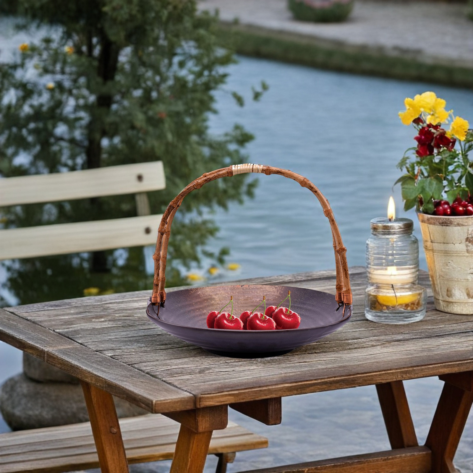 Rattan Tray Handle - Asa de mimbre de ratán tejida