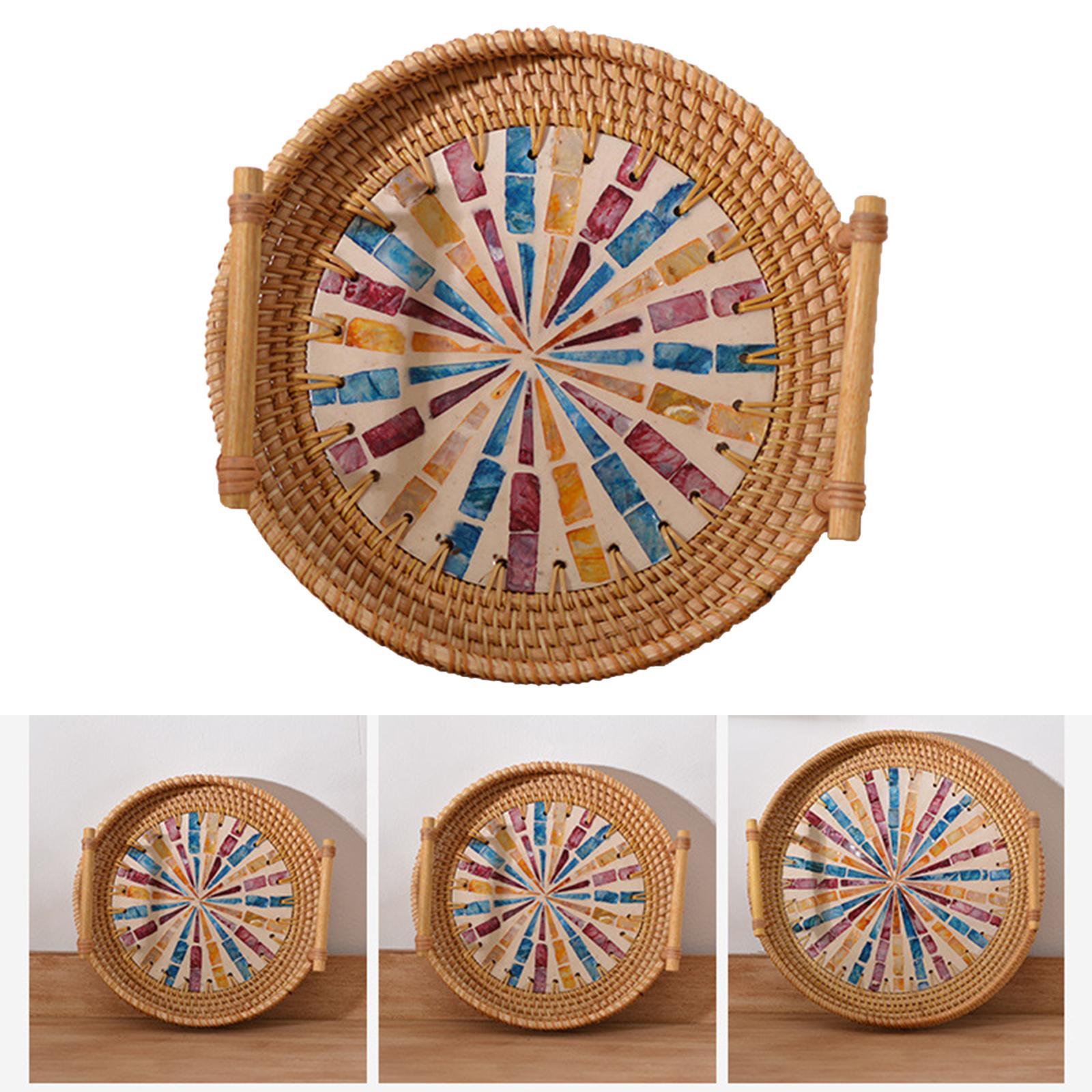 Bandeja Redonda Multifuncional - Rattan Tray Handle reseña y precio