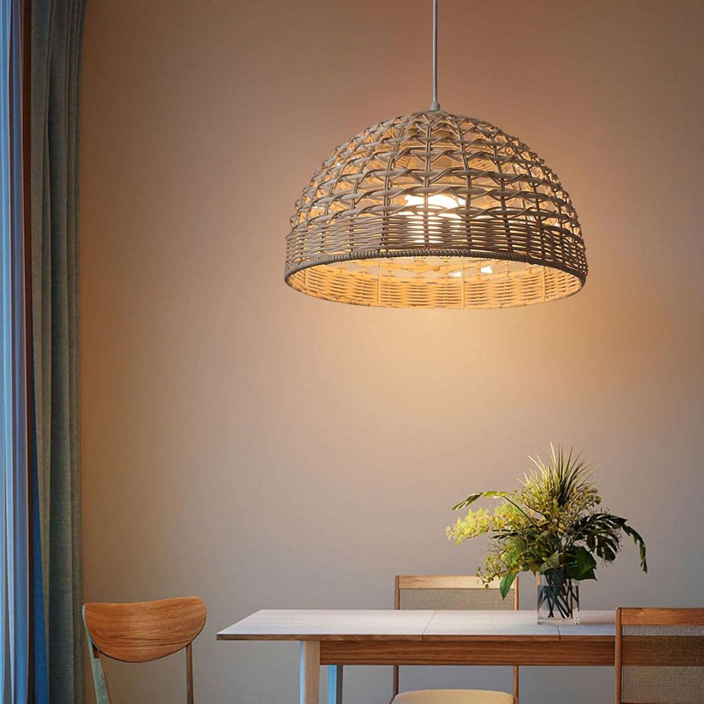 Lámpara Colgante de Mimbre Est - Wicker Pendant Shade reseña y precio