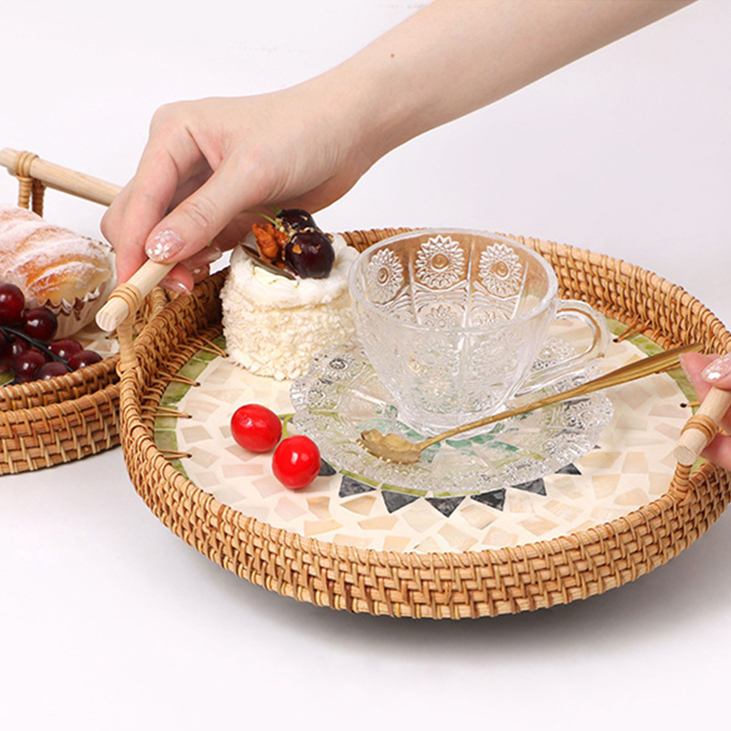 Bandeja tejida de ratán hecha  - Rattan Tray Handle reseña y precio