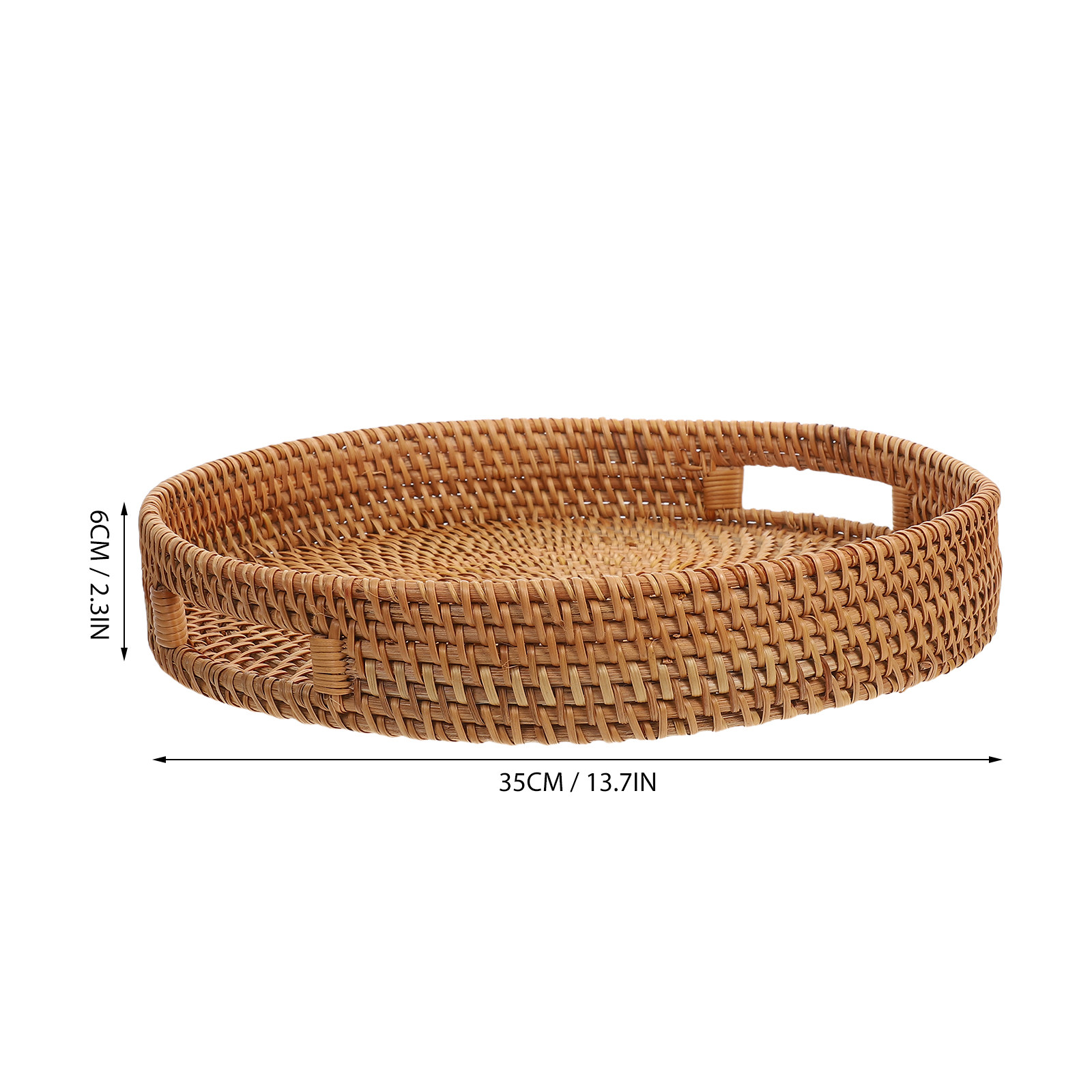 Bandeja Redonda Grande de Ratá - Rattan Tray Handle reseña y precio