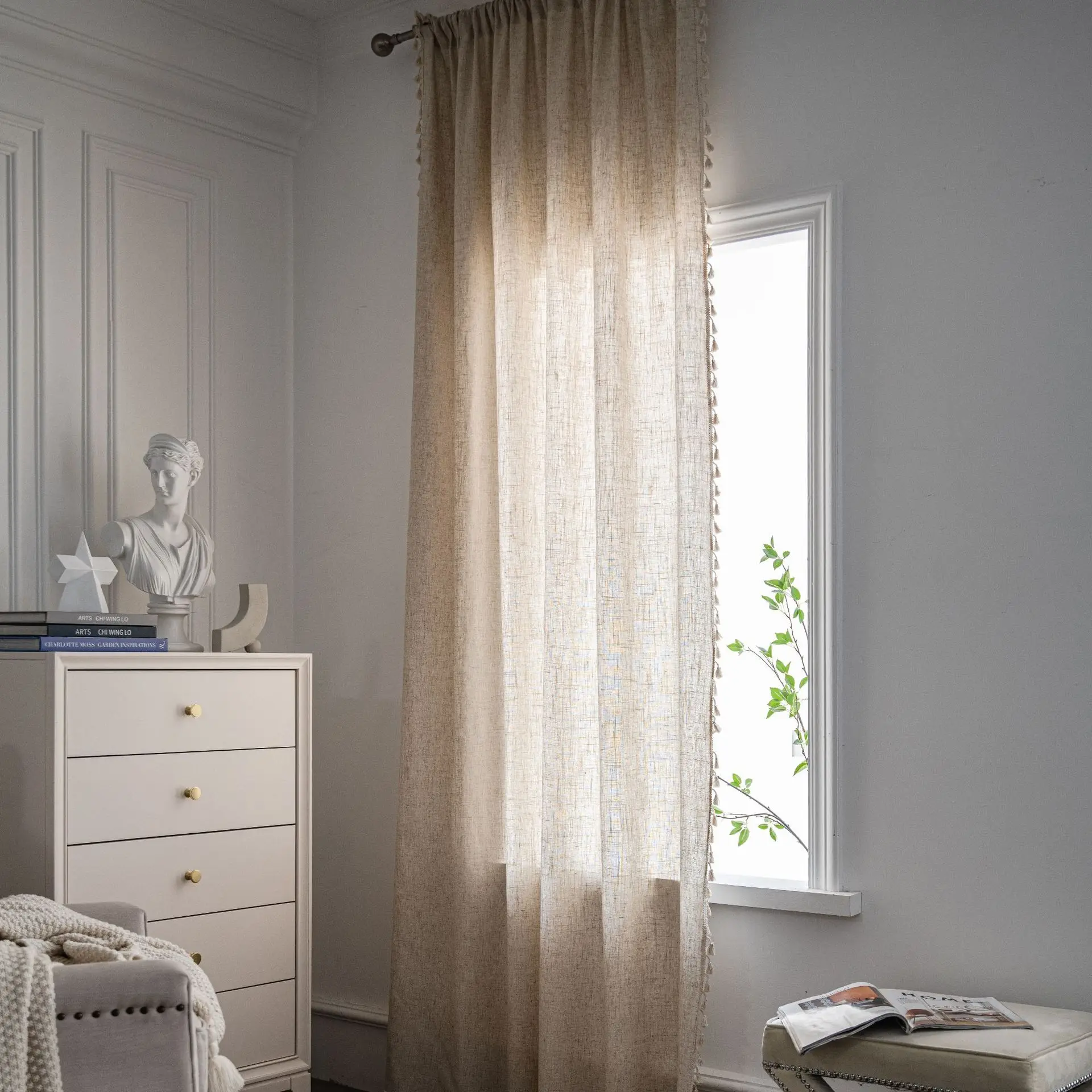 Cortinas semiopacas de lino bo - Linen Curtain Eyelet reseña y precio