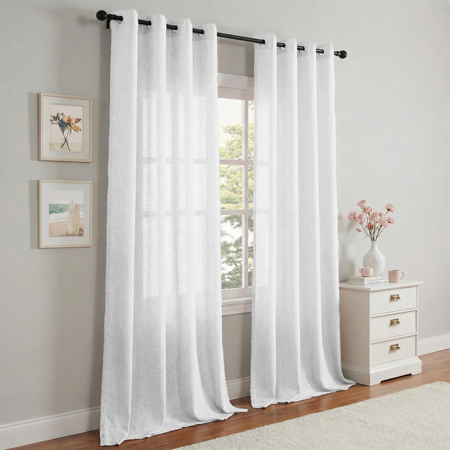 1 Pieza, Cortina Transparente  - Linen Curtain Eyelet reseña y precio
