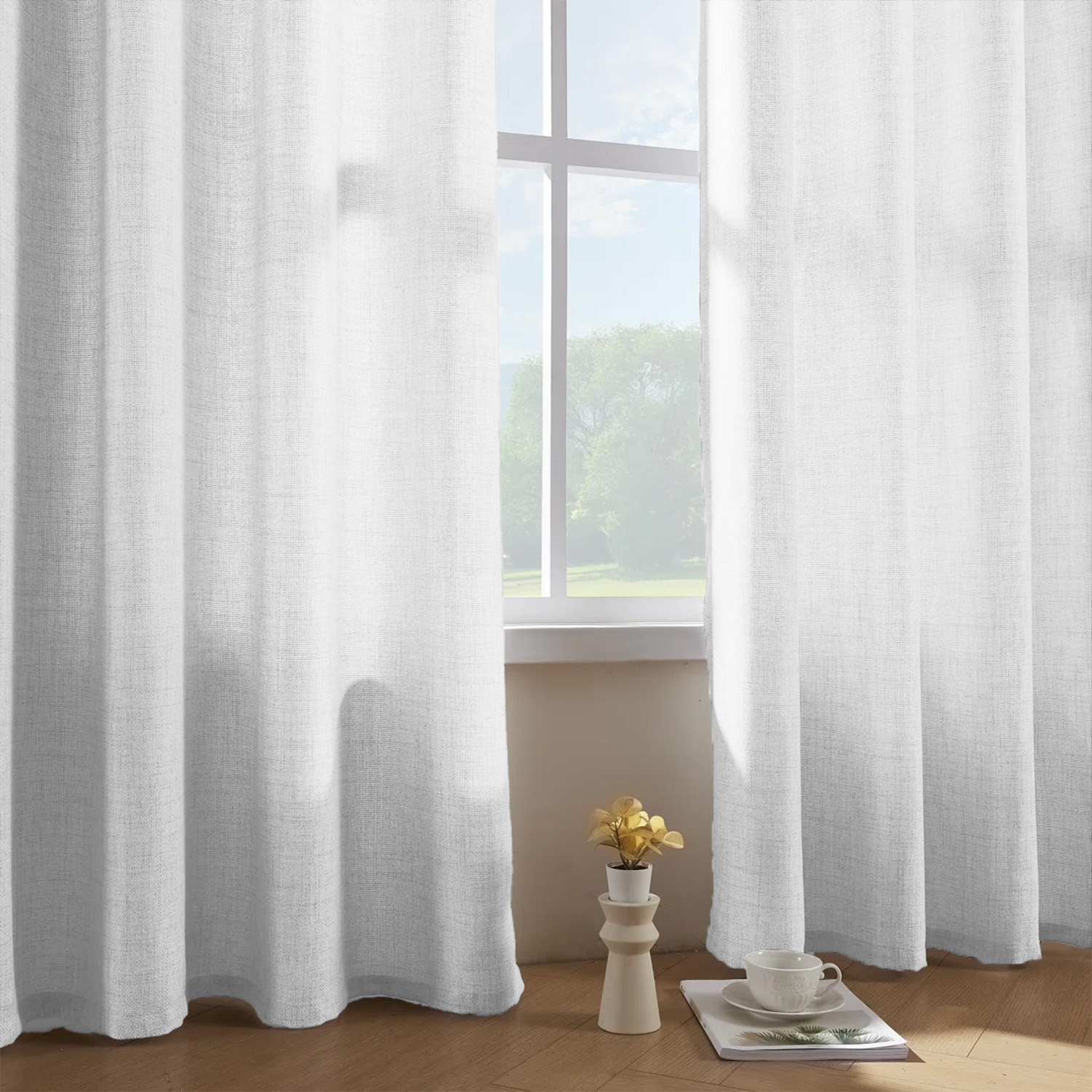 1 Pieza, Cortina Transparente  - Linen Curtain Eyelet reseña y precio