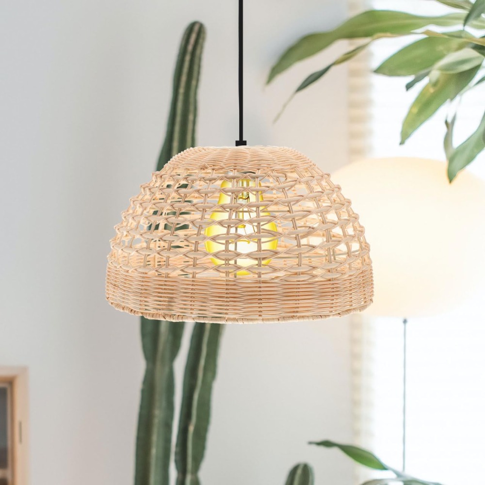 Lámpara colgante de ratán, jau - Wicker Pendant Shade reseña y precio