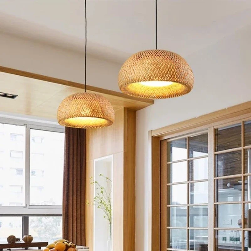 Linterna de bambú, lámpara col - Wicker Pendant Shade reseña y precio