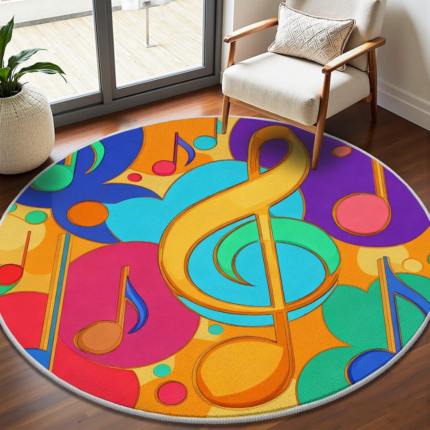 Alfombra Redonda con Patrón de - Printed Rug Abstract reseña y precio