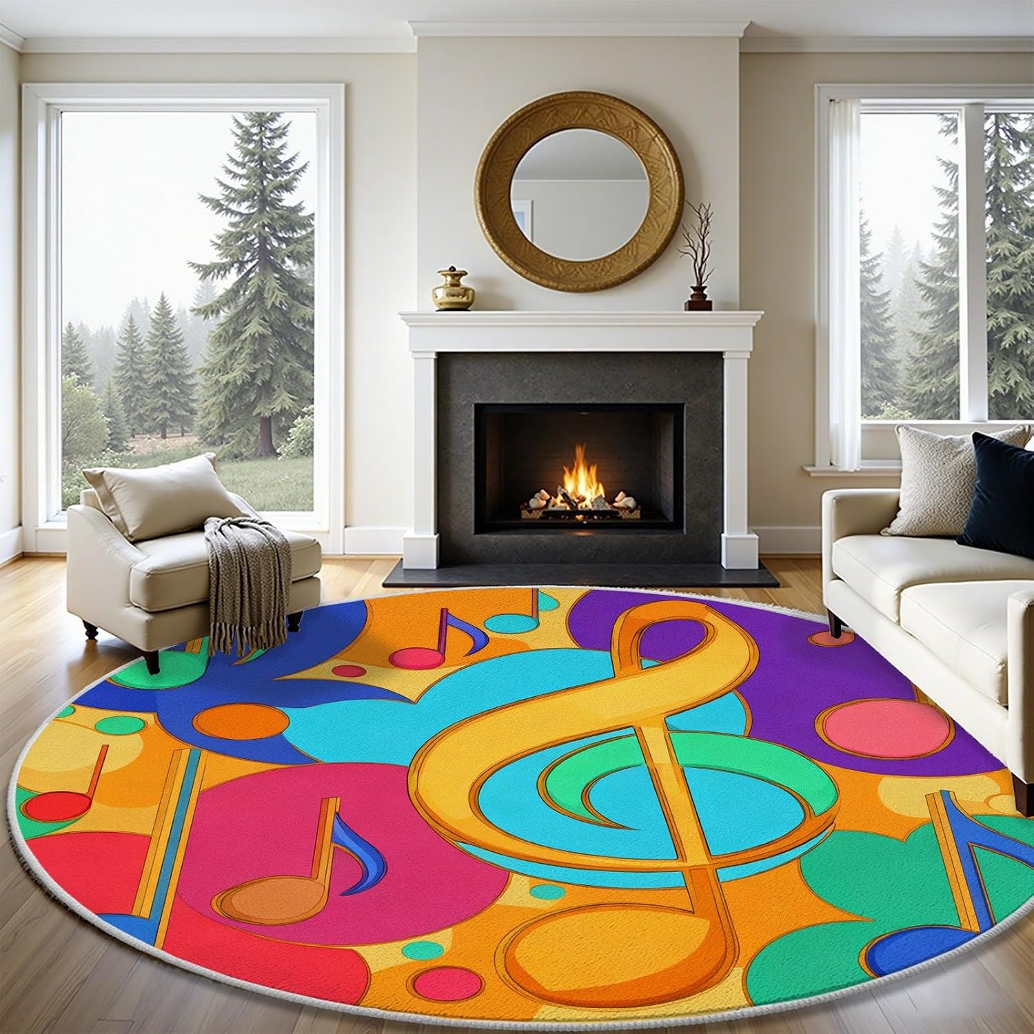 Alfombra Redonda con Patrón de - Printed Rug Abstract reseña y precio