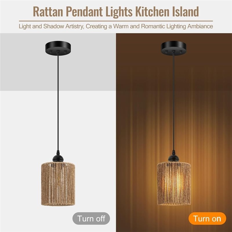 T19C Paquete de 2 pantallas de - Wicker Pendant Shade reseña y precio